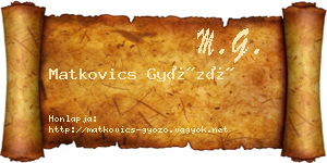 Matkovics Győző névjegykártya